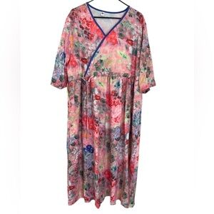 3 Fat Men Floral faux wrap Kimono style dress